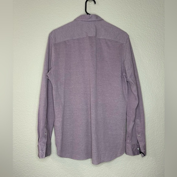 Ted Baker Broader Button Up Shirt Mens Size 4 US L Purple Slim Fit Jersey - Picture 3 of 6